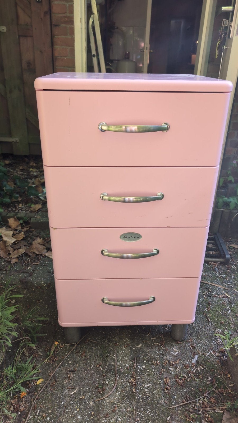 2x Roze Malibu ladekast met 4 laden, Gebruikt, Retro, Modern, Speels, Overige materialen, 3 of 4 laden
