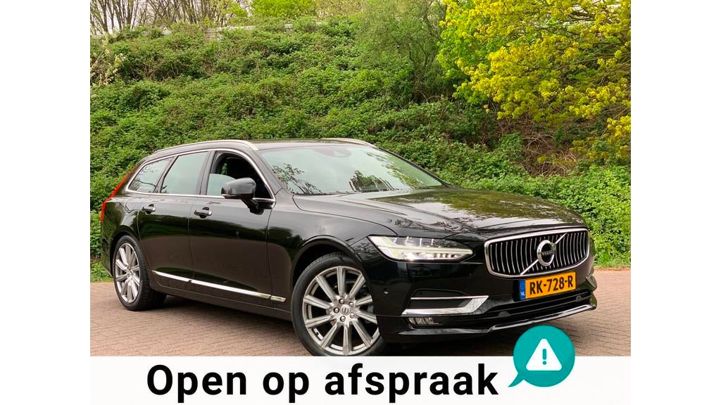 Volvo V90 2.0 D4 Inscription 190PK LEDER PILOT 19'' 2018, 1969 cc, 1634 kg, Zwart, Diesel