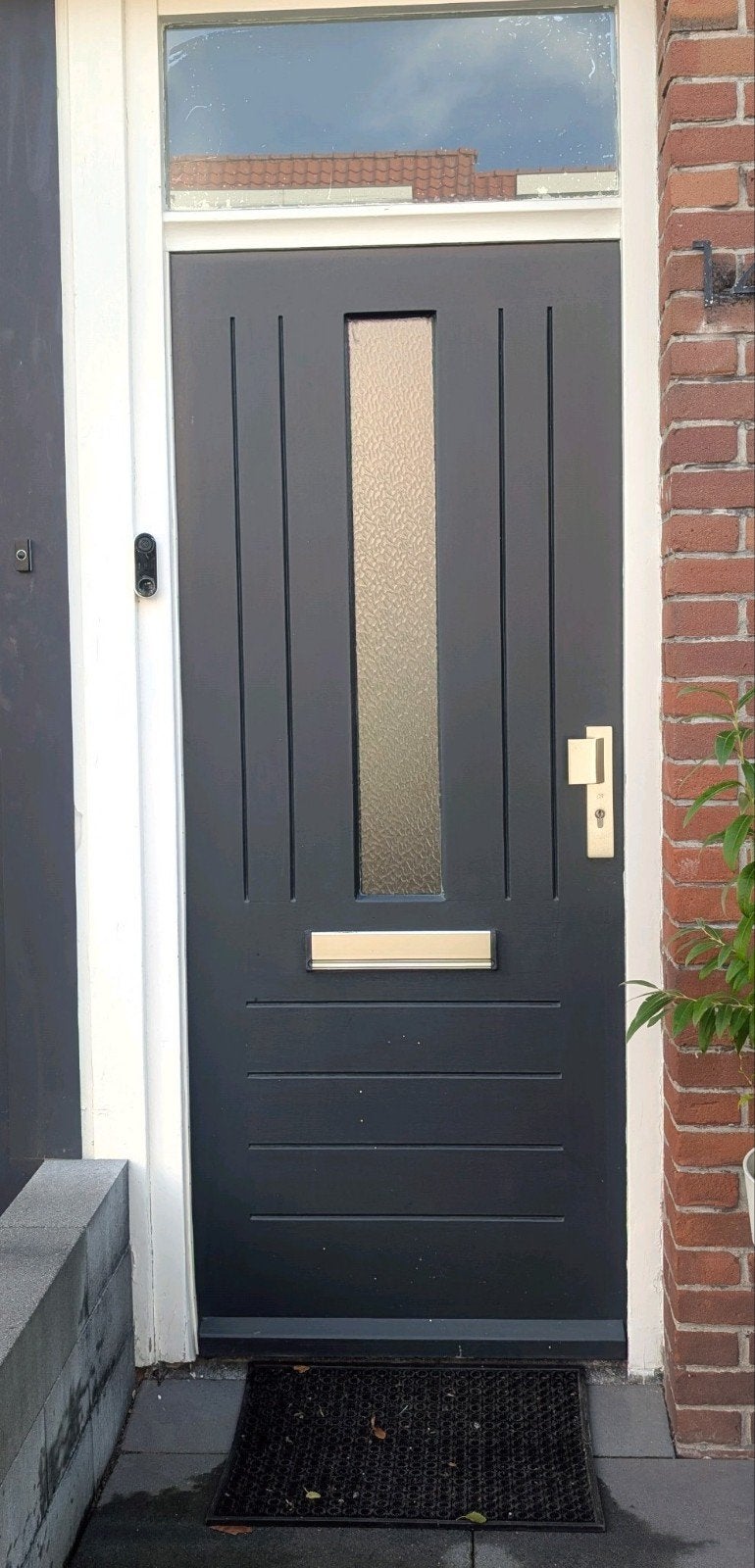 voordeur met glas antraciet 3 puntssluiting, Ophalen, Gebruikt, 80 tot 100 cm, 215 cm of meer