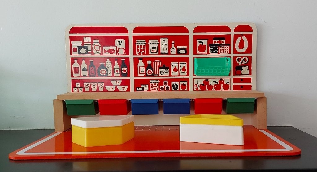 Vintage Retro SIO houten speelgoed winkeltje ´60s, Ophalen of Verzenden, Zo goed als nieuw, Meubelstuk of Keukentje