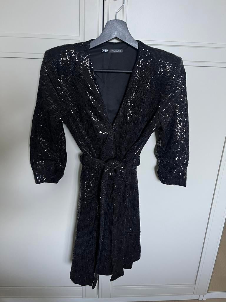 Zwarte glitterjurk Zara maat S, Zwart, Ophalen of Verzenden, Zo goed als nieuw, Maat 34 (XS) of kleiner
