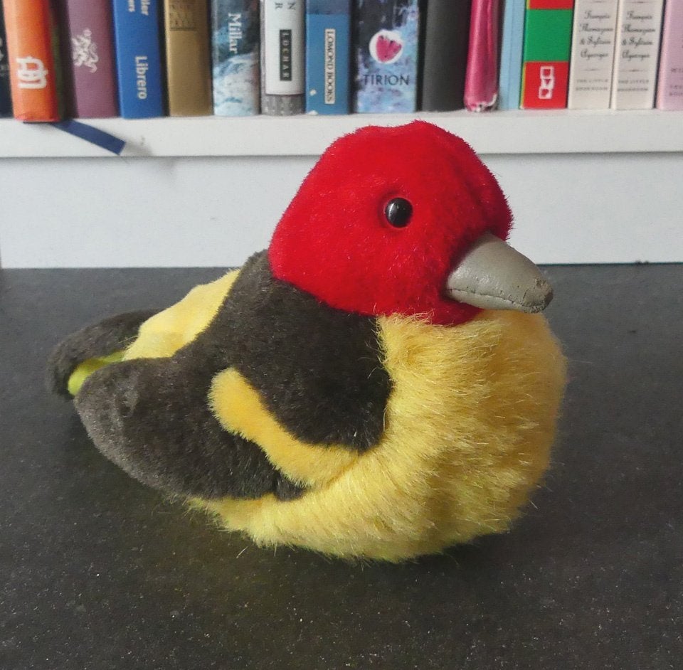 Vogelknuffel pluche vogel met geluid Western Tanager vintage, Kinderen en Baby's, Ophalen of Verzenden, Gebruikt, Overige typen