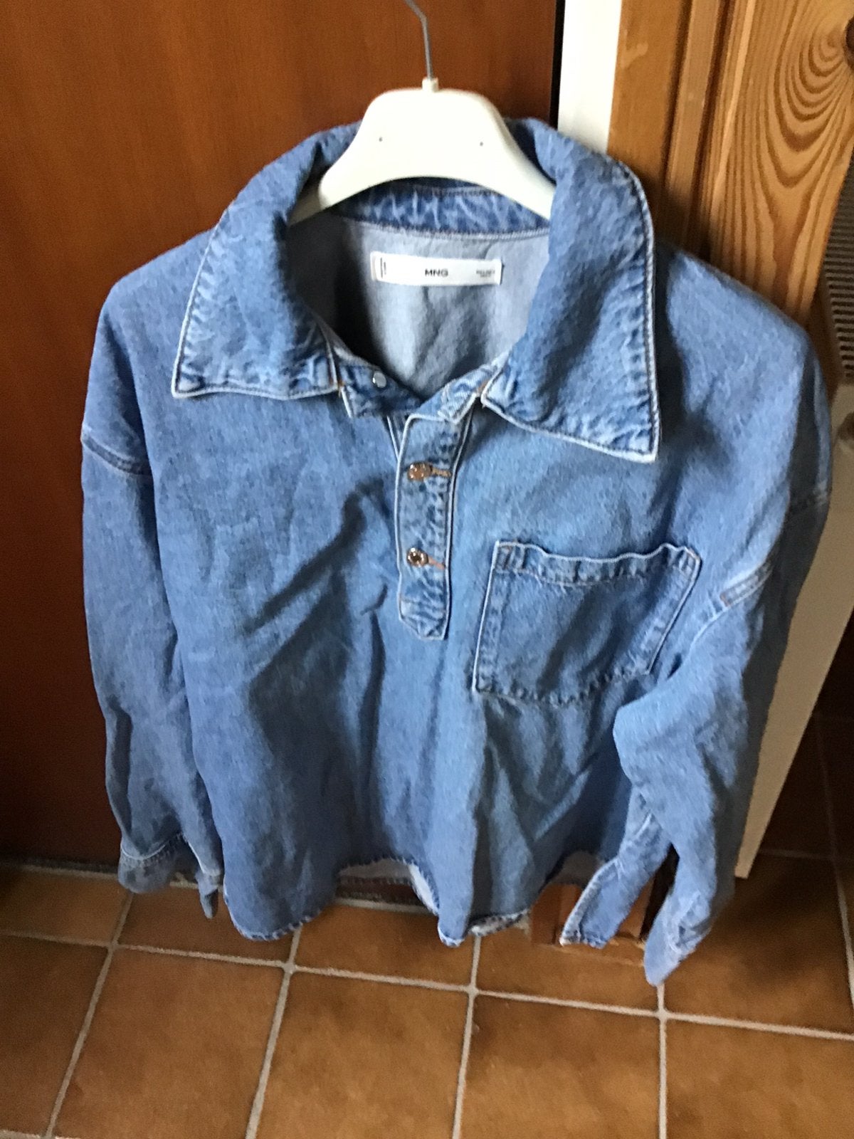 Spijkerblouse merk Mexg mng maat L, Verzenden, Zo goed als nieuw, Maat 42/44 (L), Blauw