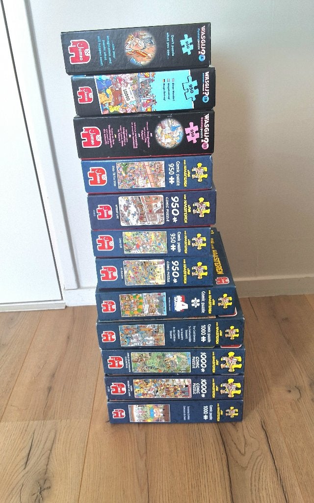 12 x Legpuzzels Jan van Haasteren en WasGij ruilen of kopen, Ophalen of Verzenden, 500 t/m 1500 stukjes, Zo goed als nieuw, Legpuzzel