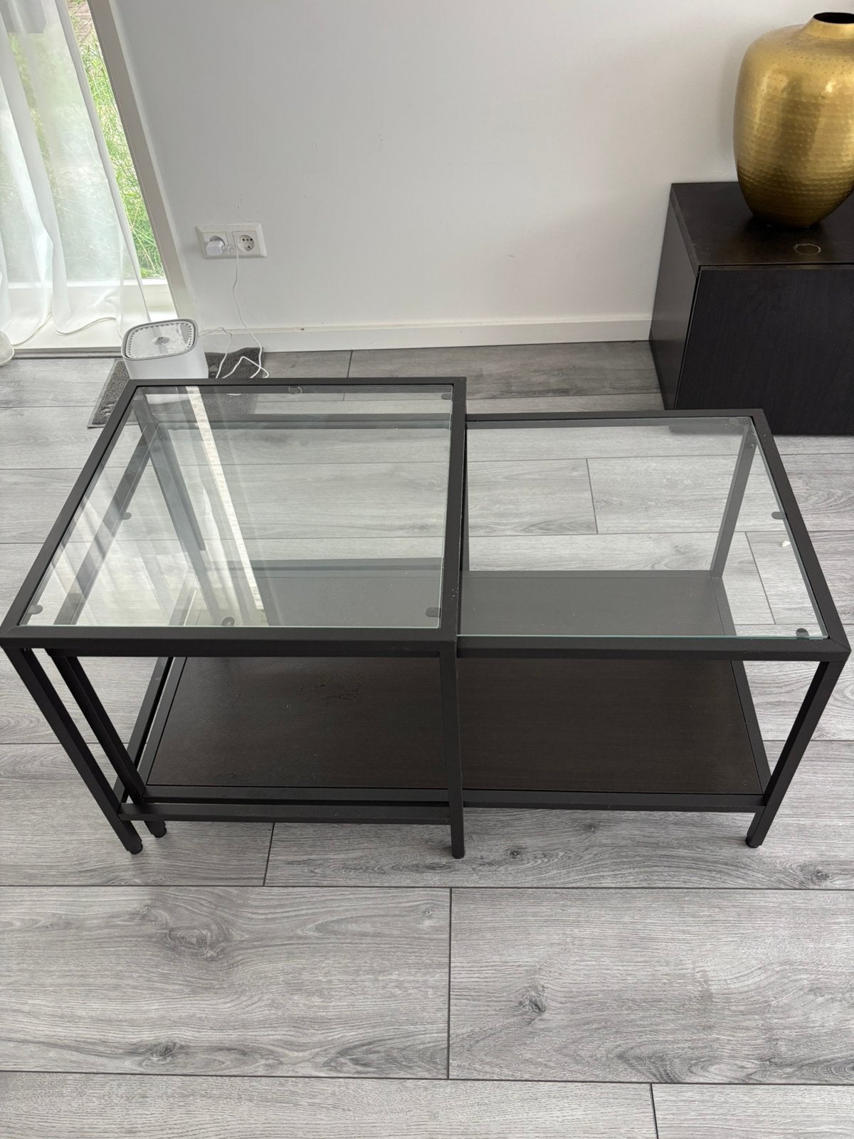 Salontafel in goede staat zonder krassen, Ophalen, Rond, 50 tot 100 cm, Glas