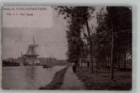 Molen Aarlanderveen st 1908 TOPKAART, Ophalen of Verzenden, Voor 1920, Gelopen, Zuid-Holland