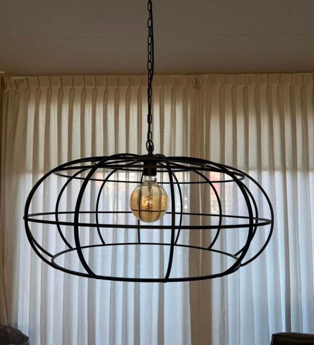 Grote metalen hanglamp, zwart, 70 cm, van Pronto, Ophalen, Gebruikt, Metaal