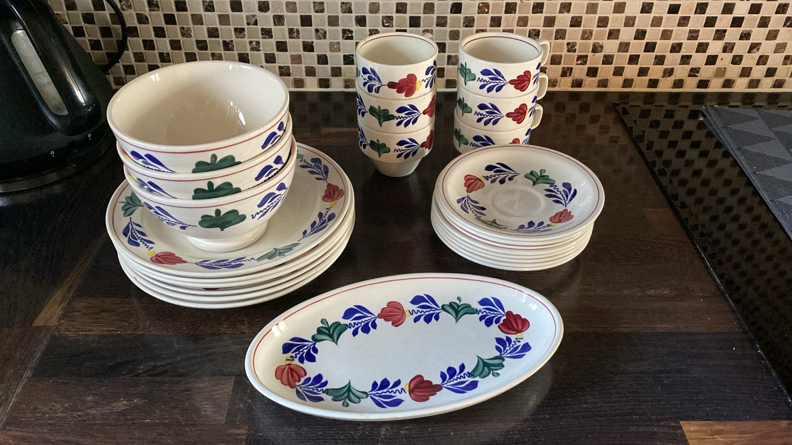 Boerenbond servies: koffiekopjes, schoteltjes, borden, komme, Huis en Inrichting, Keuken | Servies, Ophalen, Gebruikt, Overige merken