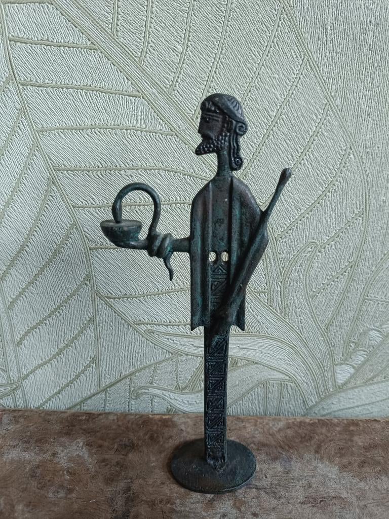 Brutalist mid Century beeldje slangenbezweerder, Ophalen of Verzenden