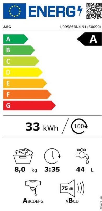 AEG wasmachine LR9586BN4 - 9000 serie - NL, AEG, Postbus 1038 5602 BB Eindhoven, 8 tot 10 kg, Nieuw