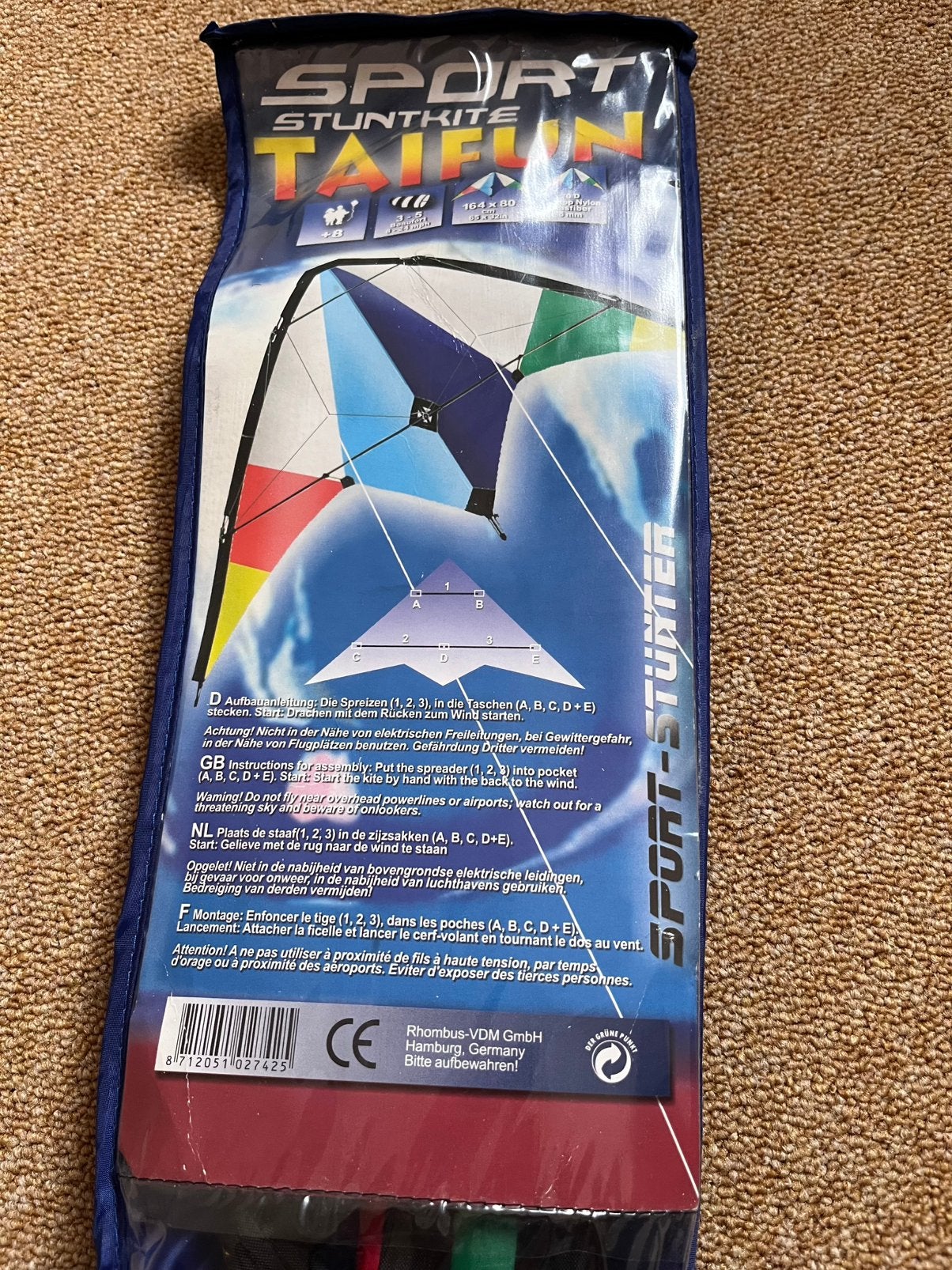 Stuntkite vlieger Stuntkite vlieger 174x80 cm, Ophalen, Zo goed als nieuw