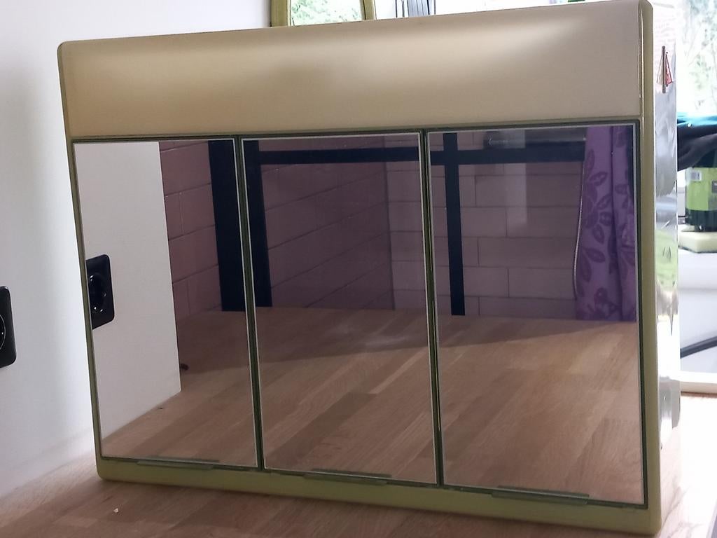 Vintage Groene Spiegelkast met Kastje voor Badkamer, Huis en Inrichting, Badkamer | Badkamermeubels, Ophalen, 50 tot 100 cm, Minder dan 25 cm