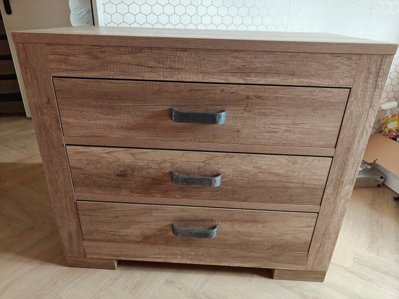 Commode met 3 laden - Houtlook, Ophalen, Gebruikt, 50 tot 100 cm, 3 of 4 laden