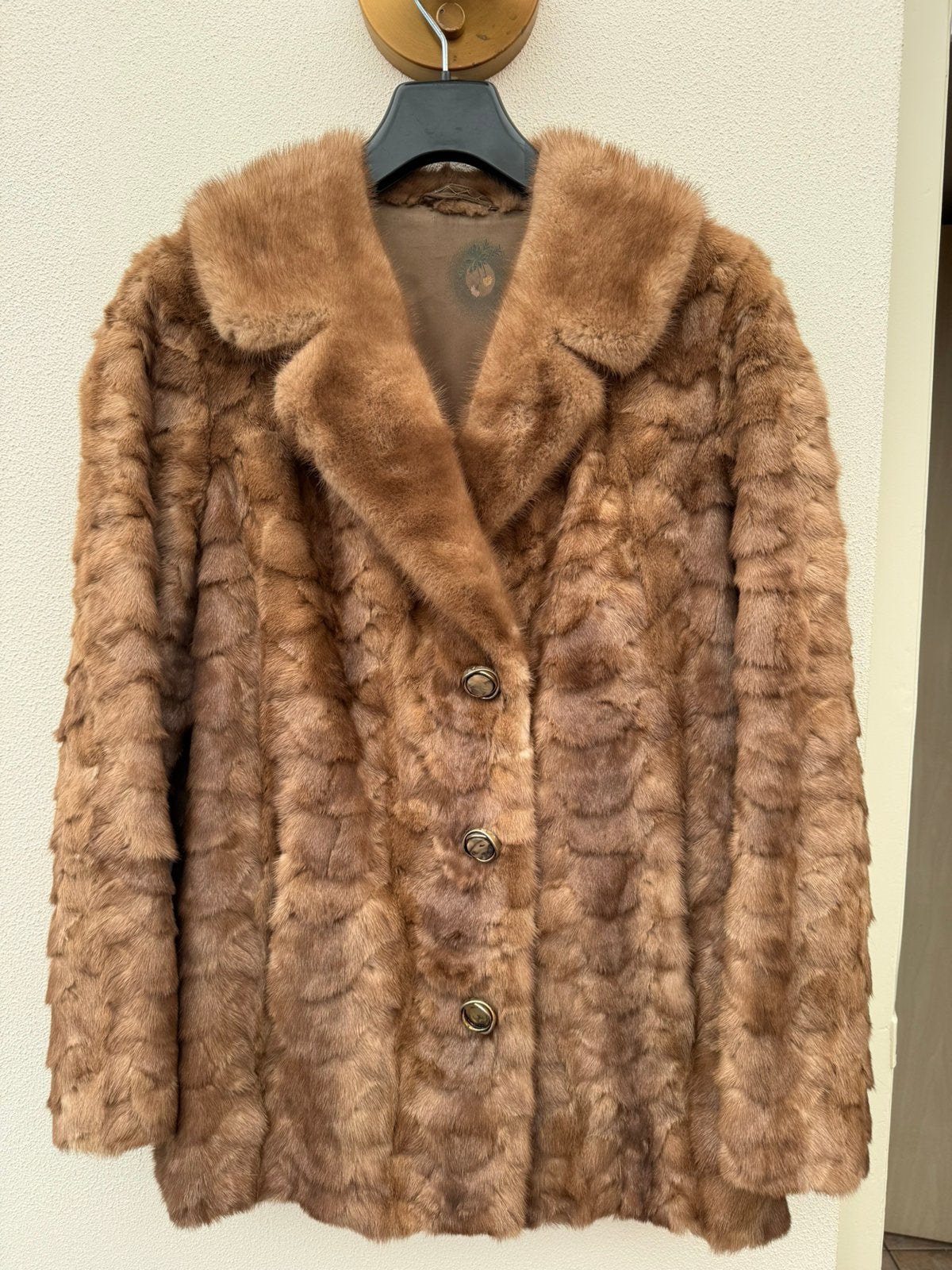 Vintage Nerts bontjas 40 van Mr Bontwerker J. Rapp Nijmegen, Kleding | Dames, Ophalen, Zo goed als nieuw, Maat 38/40 (M), Bruin