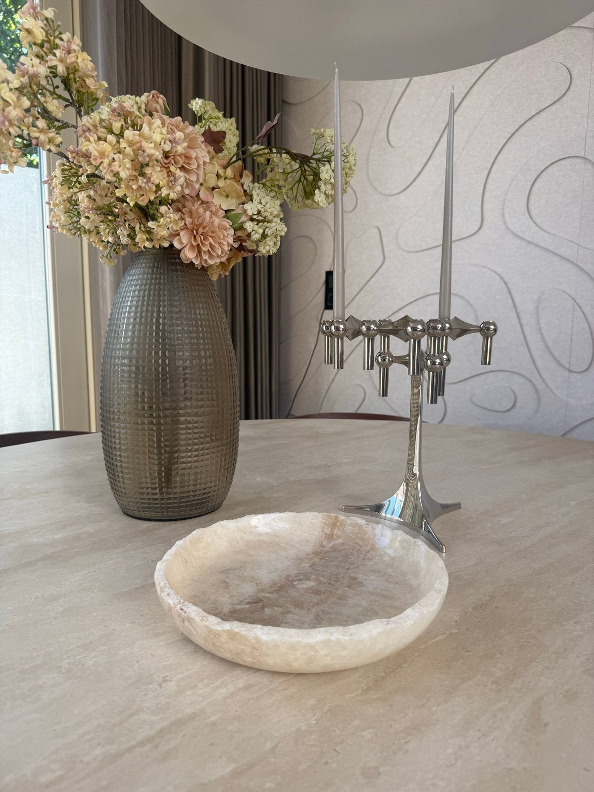 Prachtige ronde onyx schaal/tray/fruitschaal, Ophalen, Schaal, Rond, Zo goed als nieuw