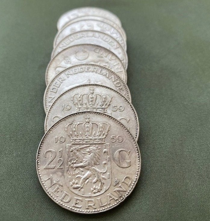Rijksdaalders voor 1966 - Zilveren munten Koningin Juliana, Ophalen of Verzenden, 2½ gulden, Losse munt, Zilver