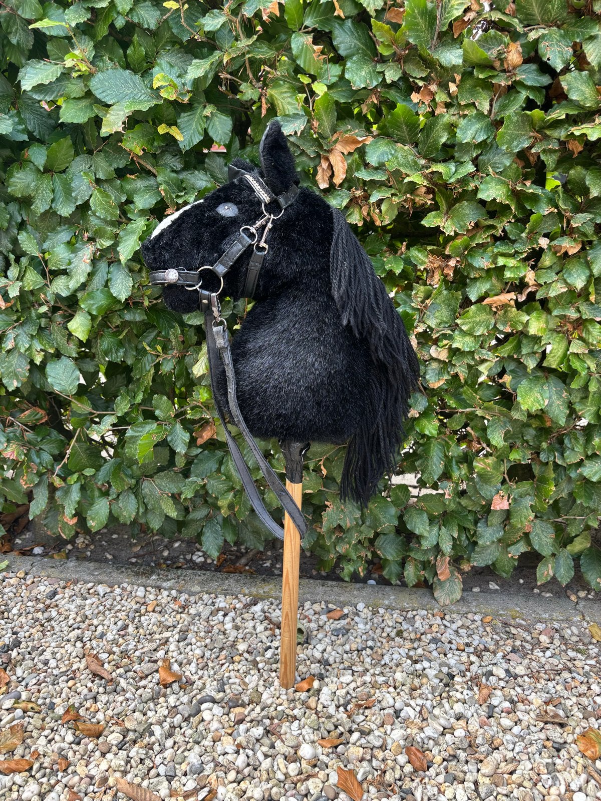 Hobbyhorse Zwart met Wit Bles en Hoofdstel, Ophalen, Zo goed als nieuw, Jongen of Meisje
