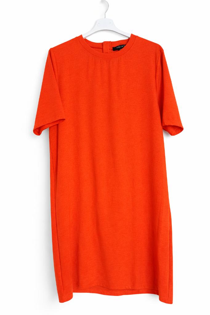 Amisu jurk maat 44 XXL rood koraal korte mouw zomer, Maat 42/44 (L), Ophalen of Verzenden, Zo goed als nieuw, Knielengte