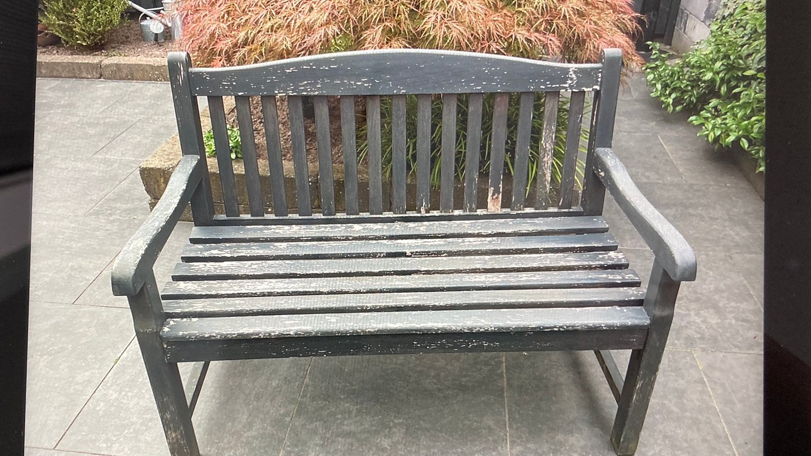 Teakhouten bankje, Tuin en Terras, Ophalen, Gebruikt, Hout