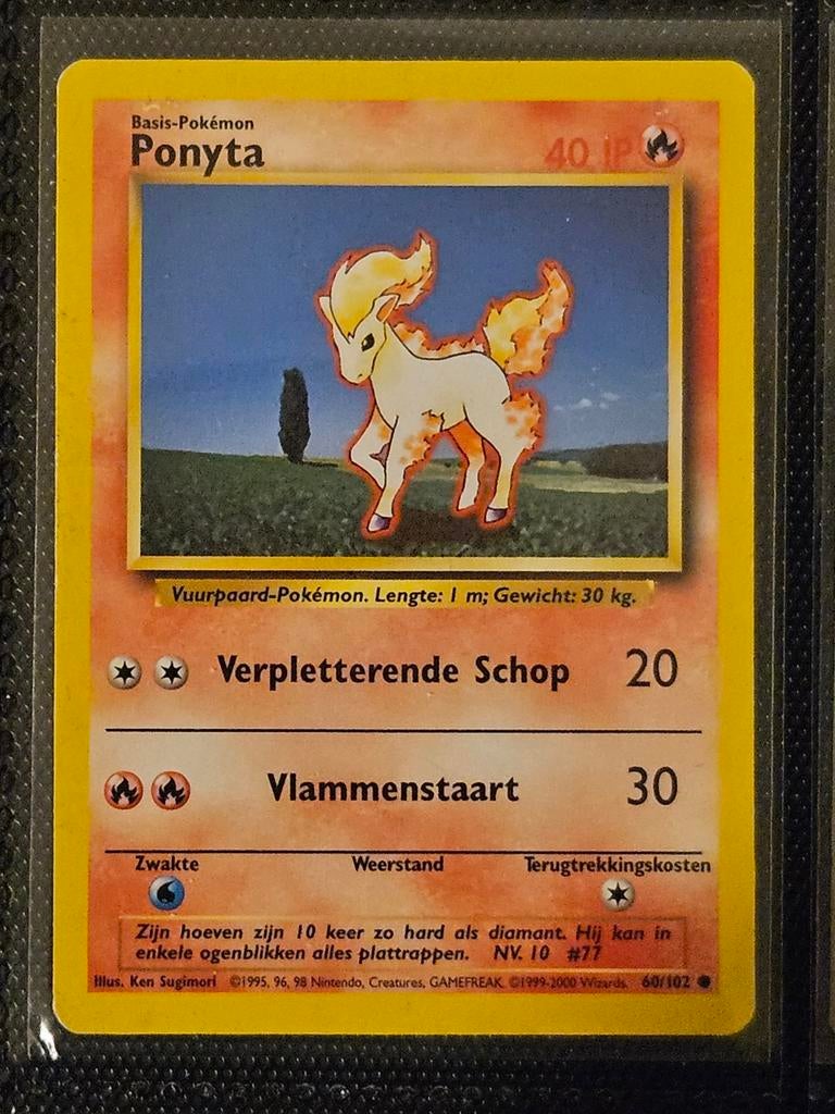 Pokemon Ponyta 60/102 Base Set, Ophalen of Verzenden, Zo goed als nieuw, Losse kaart, Foil