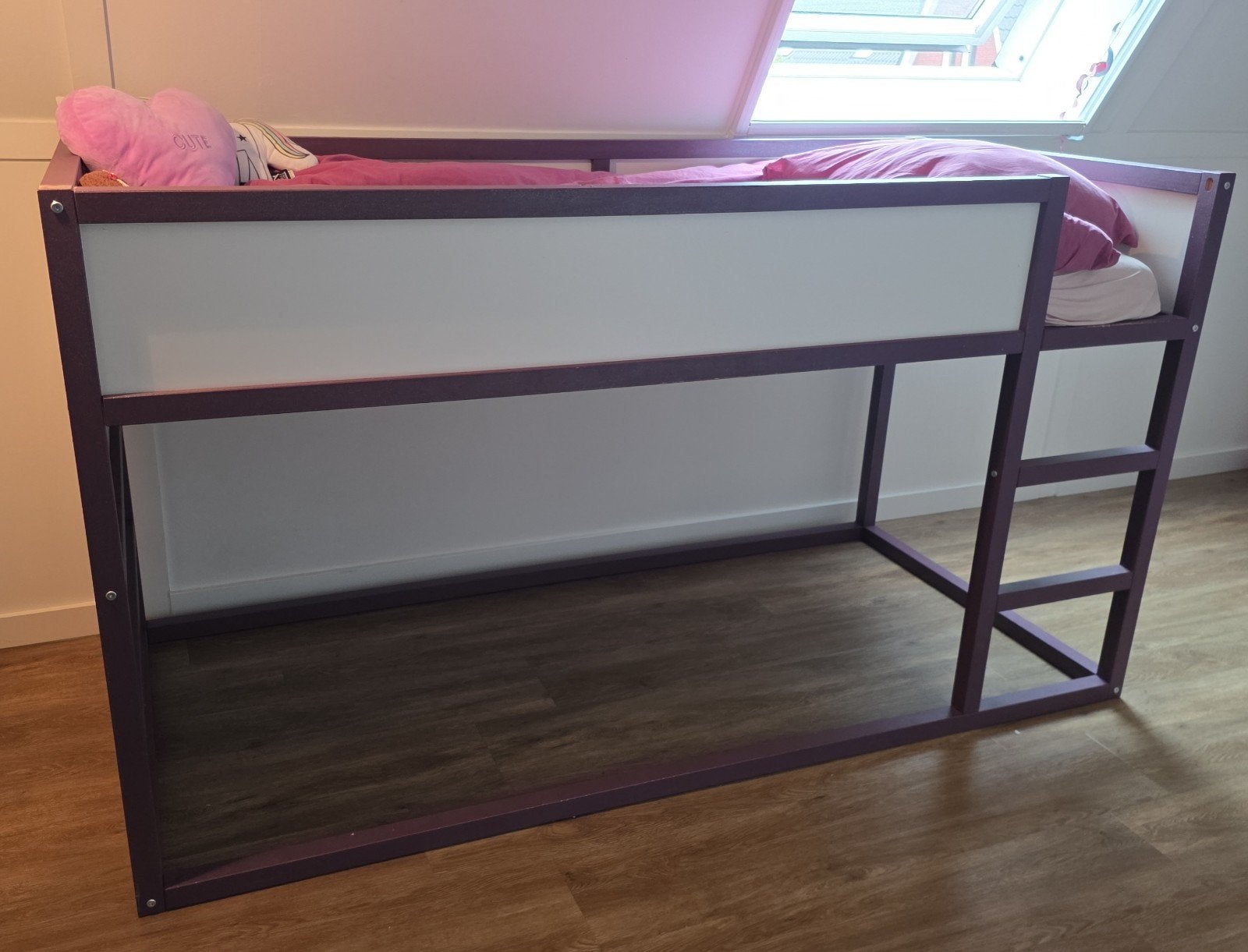 IKEA Kura bed omkeerbaar paars glitter 90x200, Huis en Inrichting, Ophalen, Gebruikt, Eenpersoons, Minder dan 160 cm