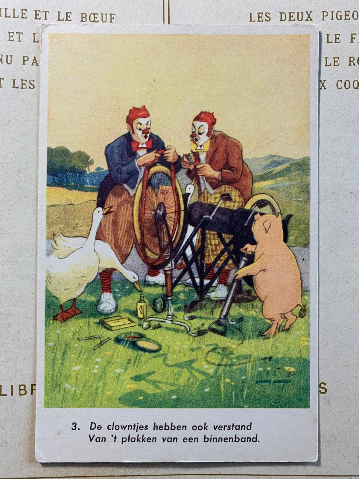 Clowntjes serie - De fietstocht, Verzamelen, Ophalen of Verzenden, 1940 tot 1960, Ongelopen, Overige thema's