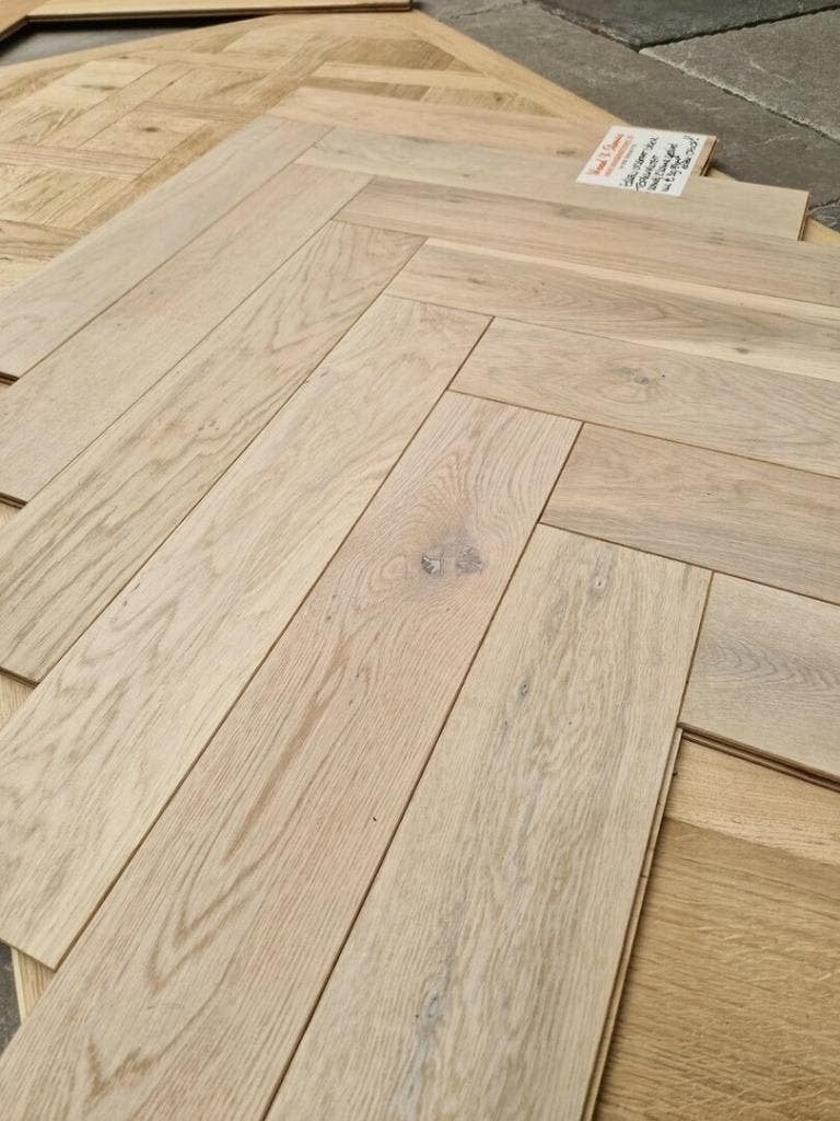 WEEKAANBIEDING! OP=OP!! EIKEN VISGRAAT PARKET KANT EN KLAAR, Ophalen of Verzenden, Nieuw, 75 m² of meer, Parket