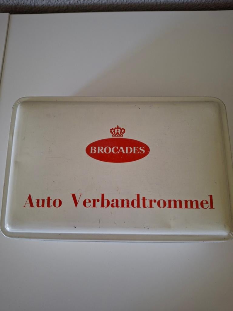 Vintage Brocades Auto Verbandtrommel - EHBO Kit, Ophalen of Verzenden, Gebruikt