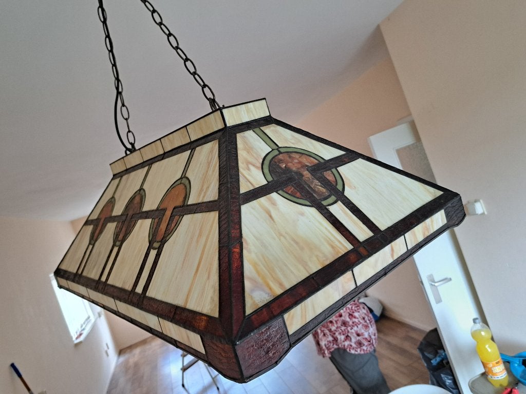 Tiffany langwerpige lamp voor boven de eettafel, Huis en Inrichting, Lampen | Hanglampen, Ophalen, Zo goed als nieuw