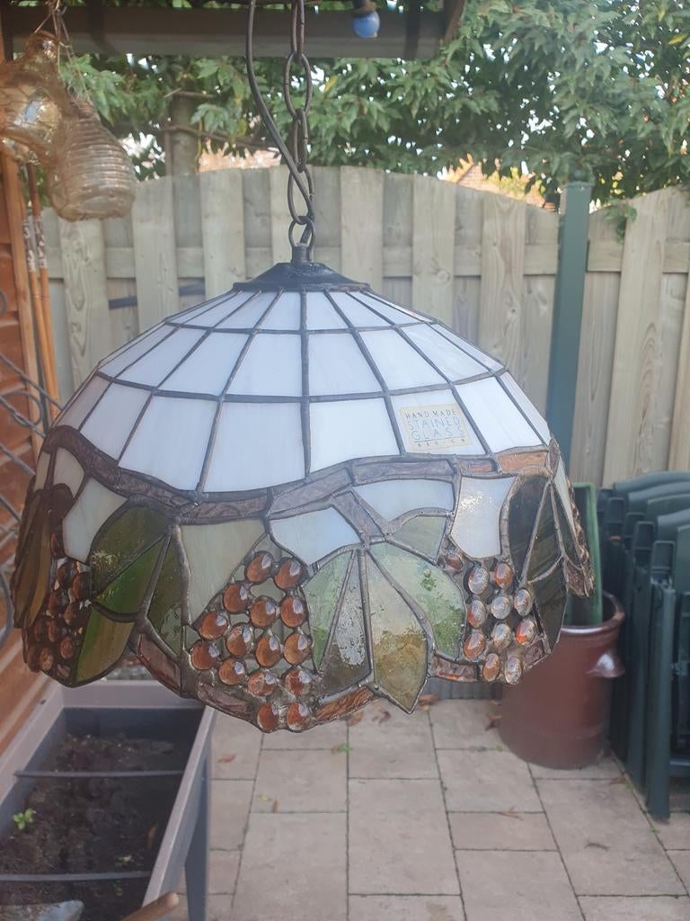 Tiffany Stijl Hanglamp - Druivenmotief Glas-in-lood, Ophalen, 50 tot 100 cm, Glas, Minder dan 100 cm