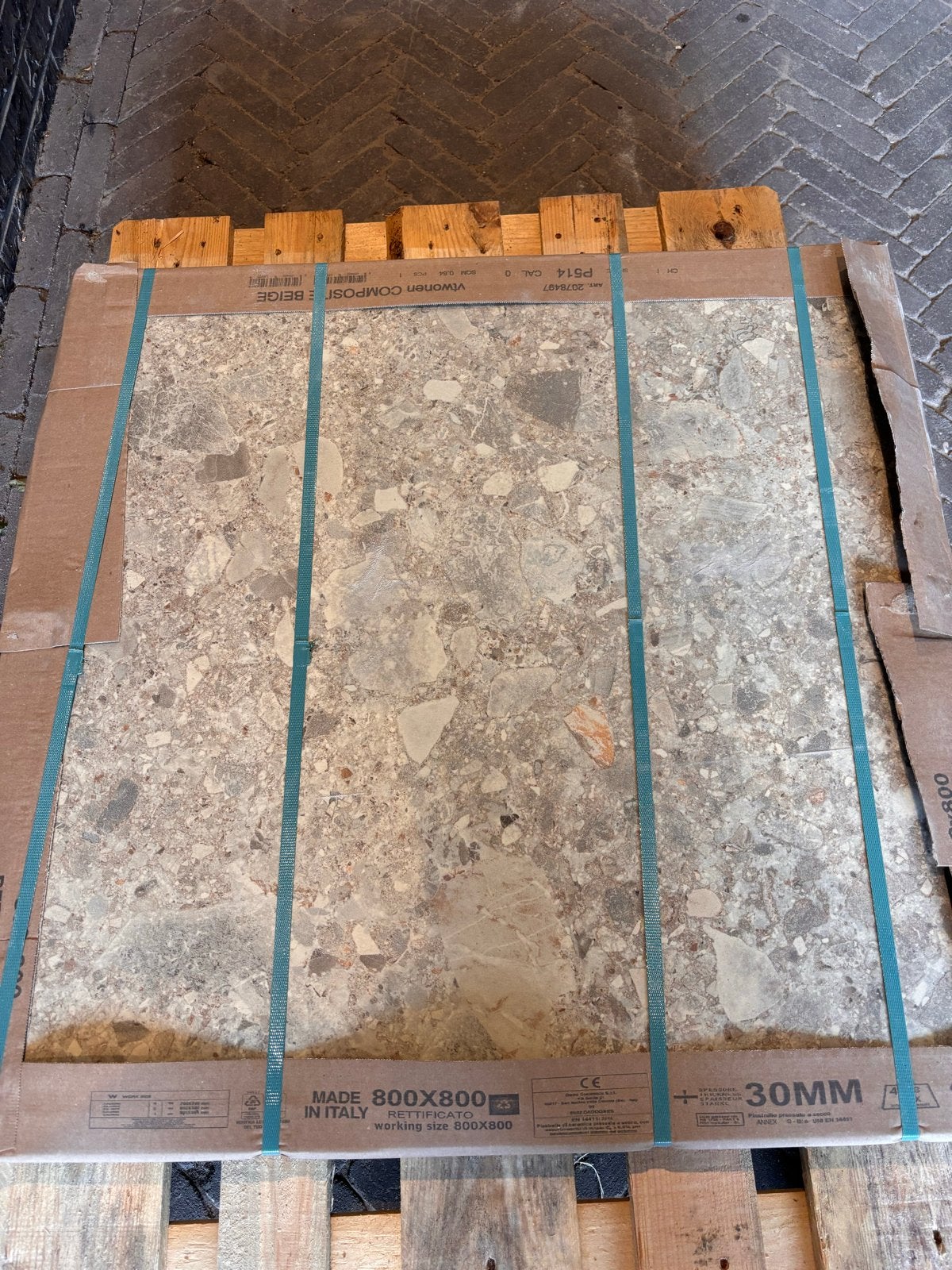 4 stuks VT Wonen beige Keramische Tegels 80x80x3, Ophalen, Nieuw, Keramiek, Terrastegels