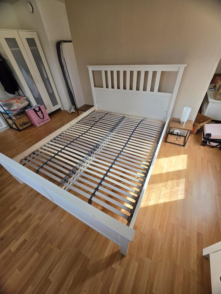 Ikea hemnes bedframe met lattenbodem 160x200cm, Huis en Inrichting, Slaapkamer | Bedden, Ophalen, Gebruikt, Wit, Tweepersoons