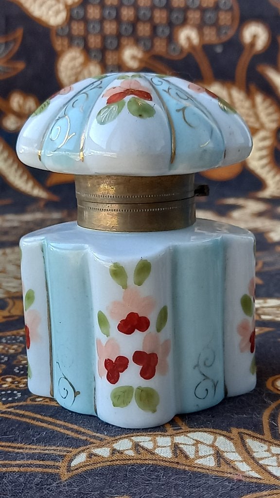 Mooie antieke inktpot uit Frankrijk van porselein en koper., Antiek en Kunst, Antiek | Woonaccessoires, Ophalen of Verzenden