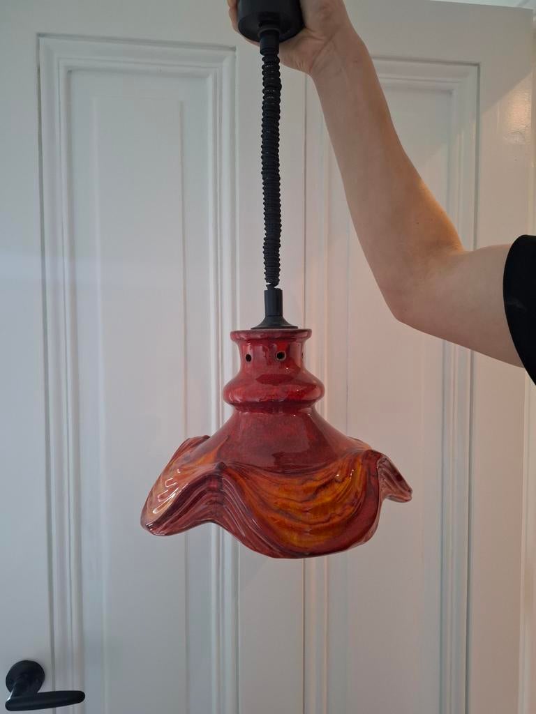 Vintage hanglamp - rood/oranje keramiek, perfecte staat, Ophalen of Verzenden