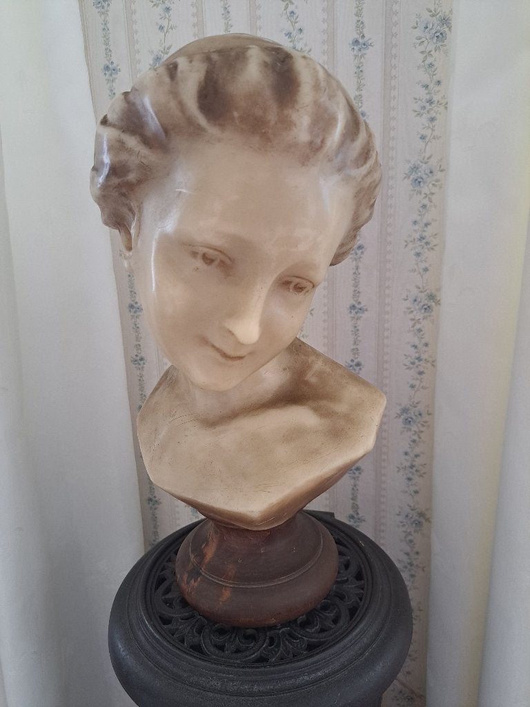 Grote Antieke Wassen Buste, Ophalen of Verzenden