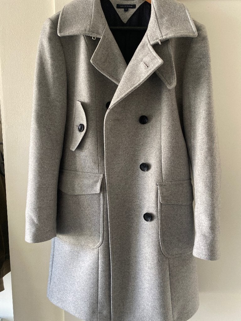 Prachtige grijze Tommy Hilfiger coat, Zo goed als nieuw, Grijs, Tommy Hilfiger, Ophalen