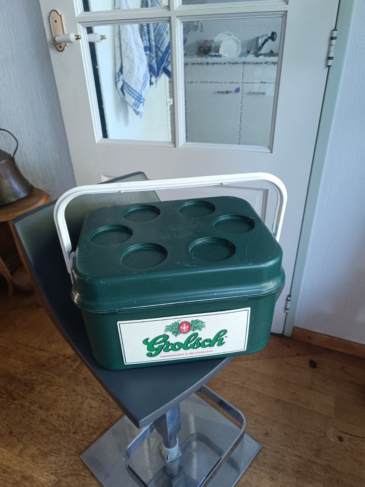 Grolsch Koelbox - Vintage Groen met Handvat, Ophalen of Verzenden, Zo goed als nieuw, Koelbox, Koelelement