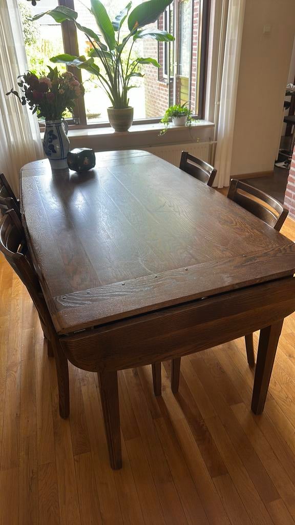 Tafel met stoelen, Huis en Inrichting, Complete eetkamers, Ophalen, Zo goed als nieuw, 4 tot 6 stoelen