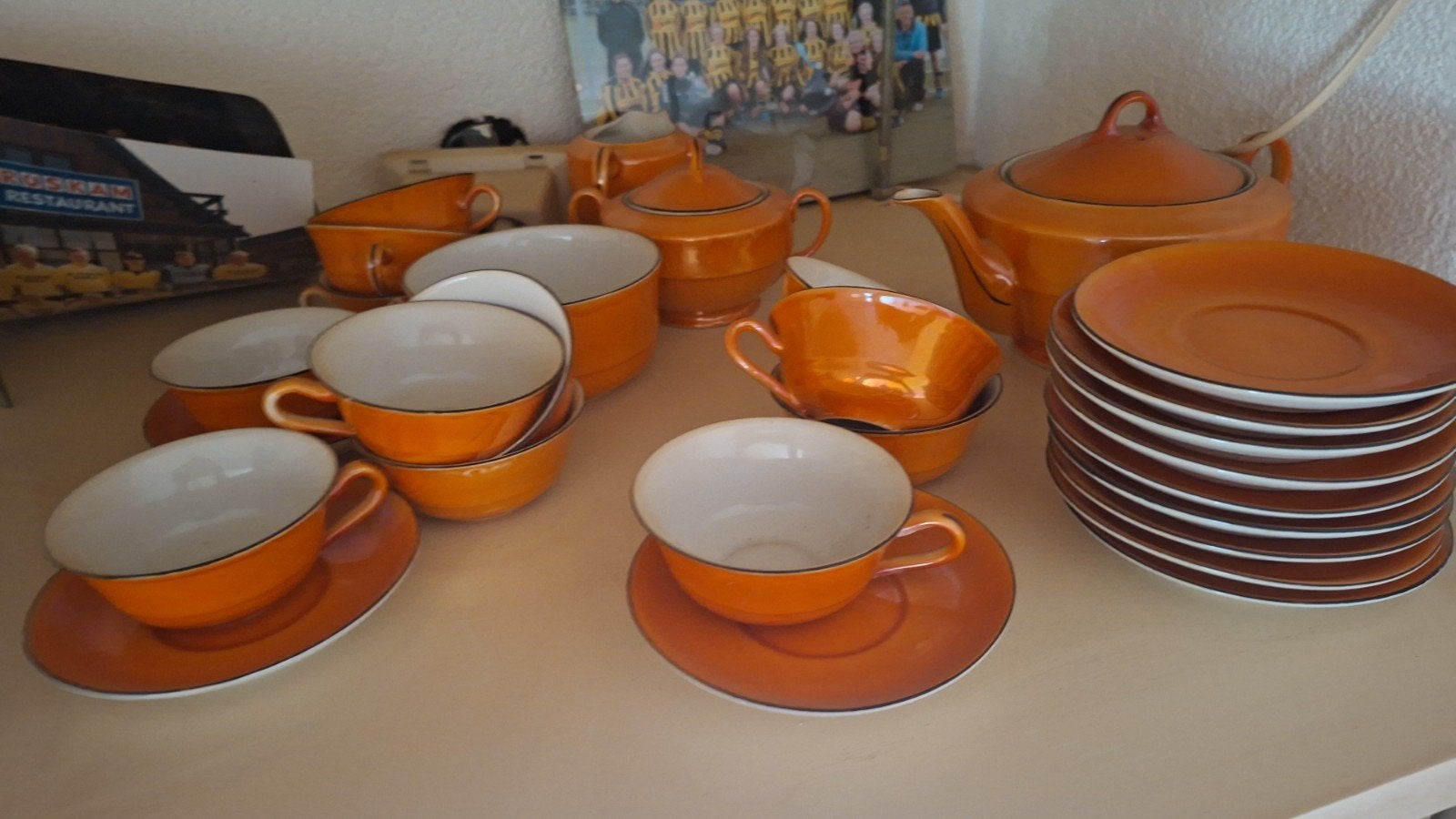 Vintage Oranje Servies Set - Koffie/Thee, Ophalen of Verzenden