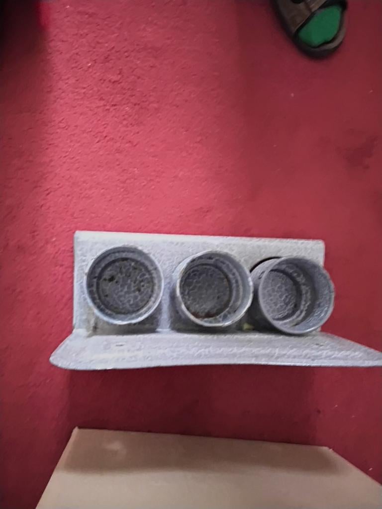 Vintage metal kruidenrekje met 3 potje grijs gewolkt, Antiek en Kunst, Antiek | Woonaccessoires, Ophalen of Verzenden