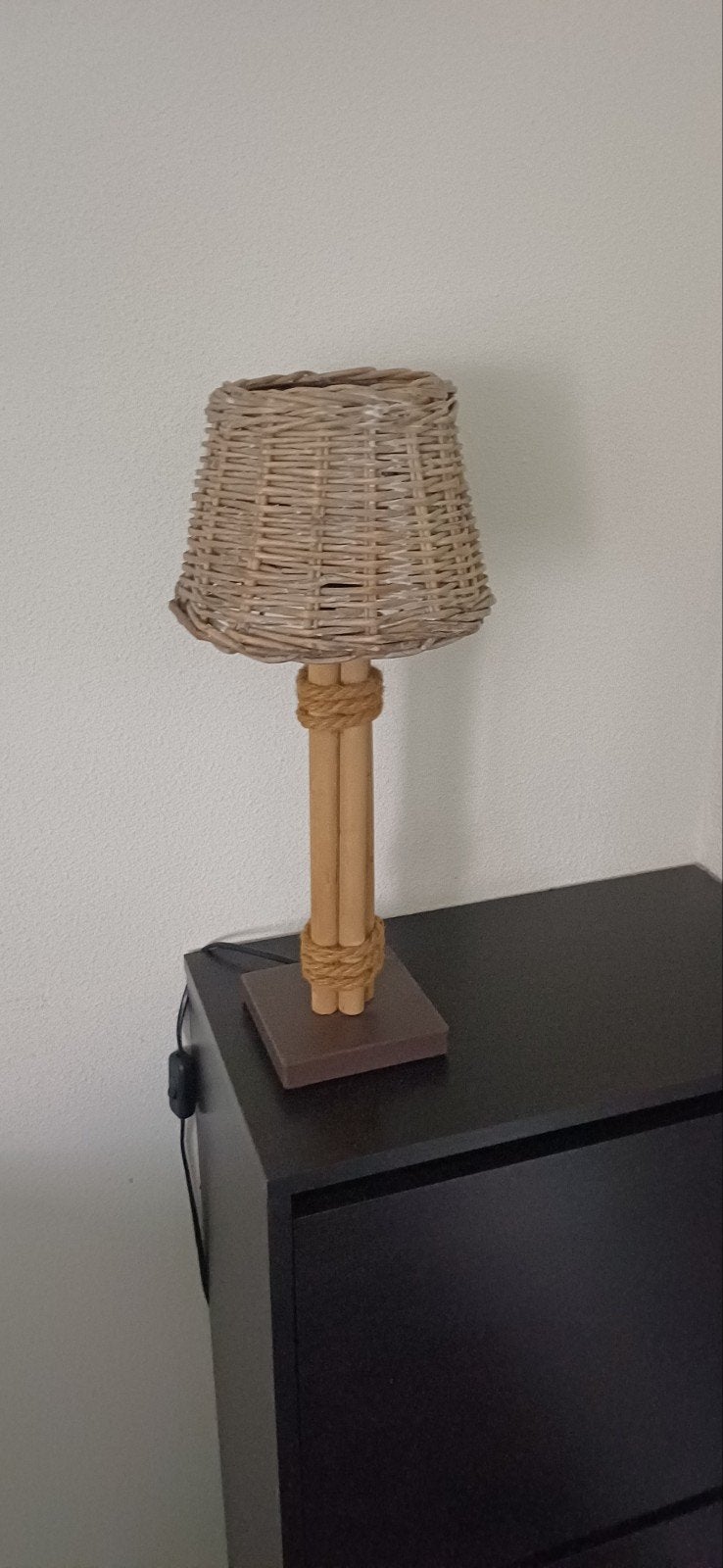 Rotan Tafellamp - Landelijke Stijl, Ophalen, Gebruikt, Natuurlijk materiaal, Met kap