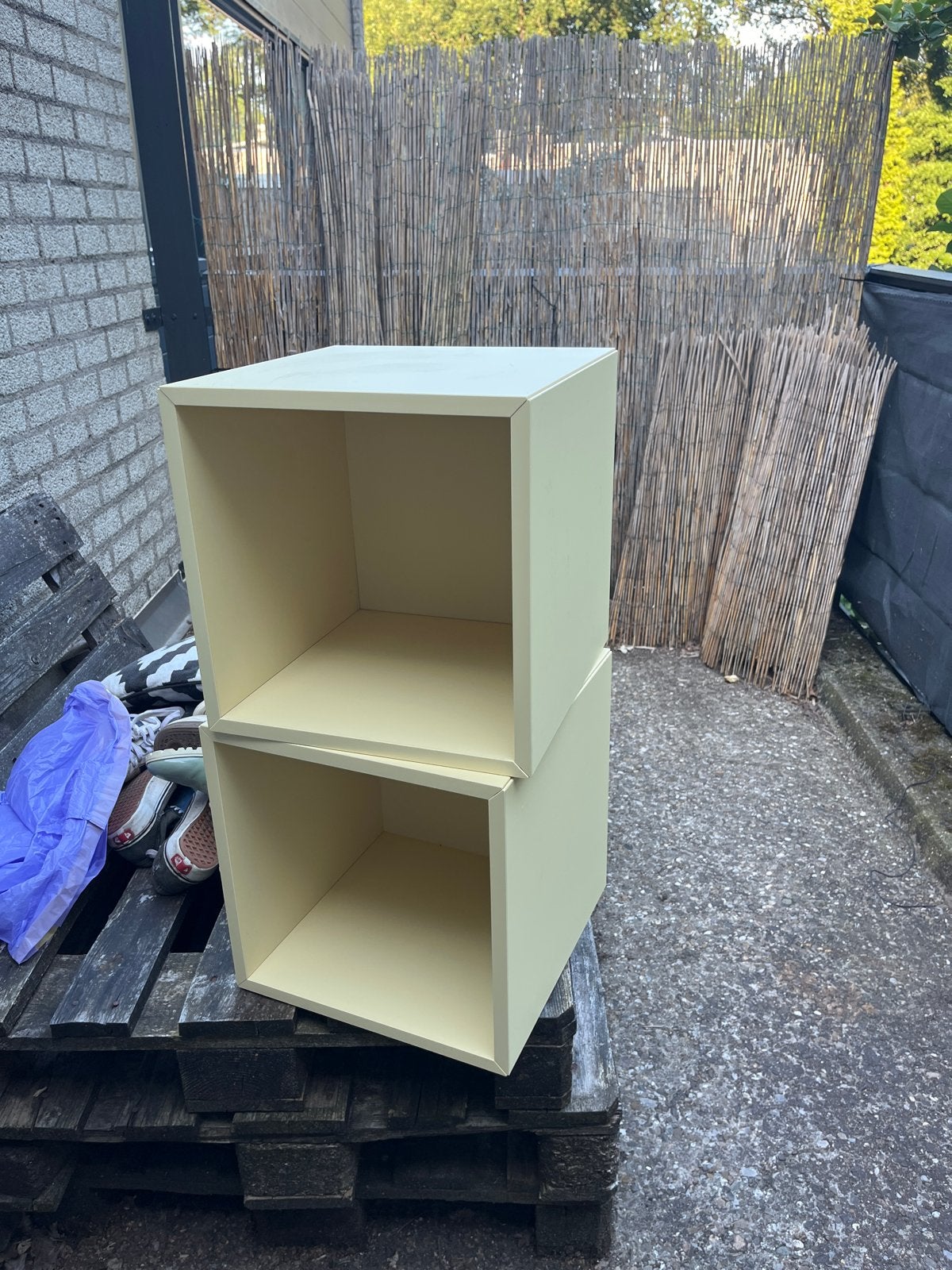 2 paar IKEA Eket kastjes - Crème/Lichtgeel, Ophalen, Gebruikt