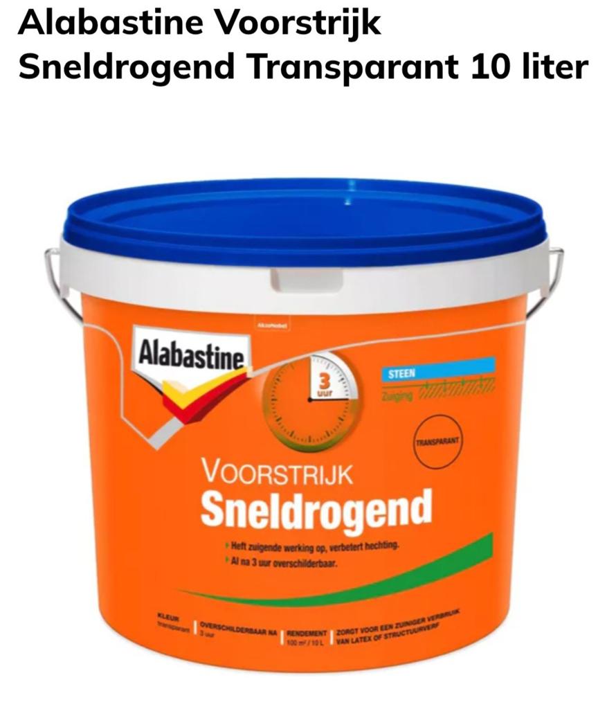 Alabastine Voorstrijk Sneldrogend Transparant - 8 liter, Ophalen of Verzenden