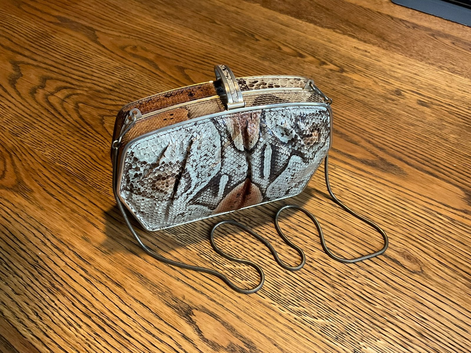 Vintage tasje / clutch slangenleer Guanteria Costa del Sol, Ophalen of Verzenden, Gebruikt, Groen, Schoudertasje