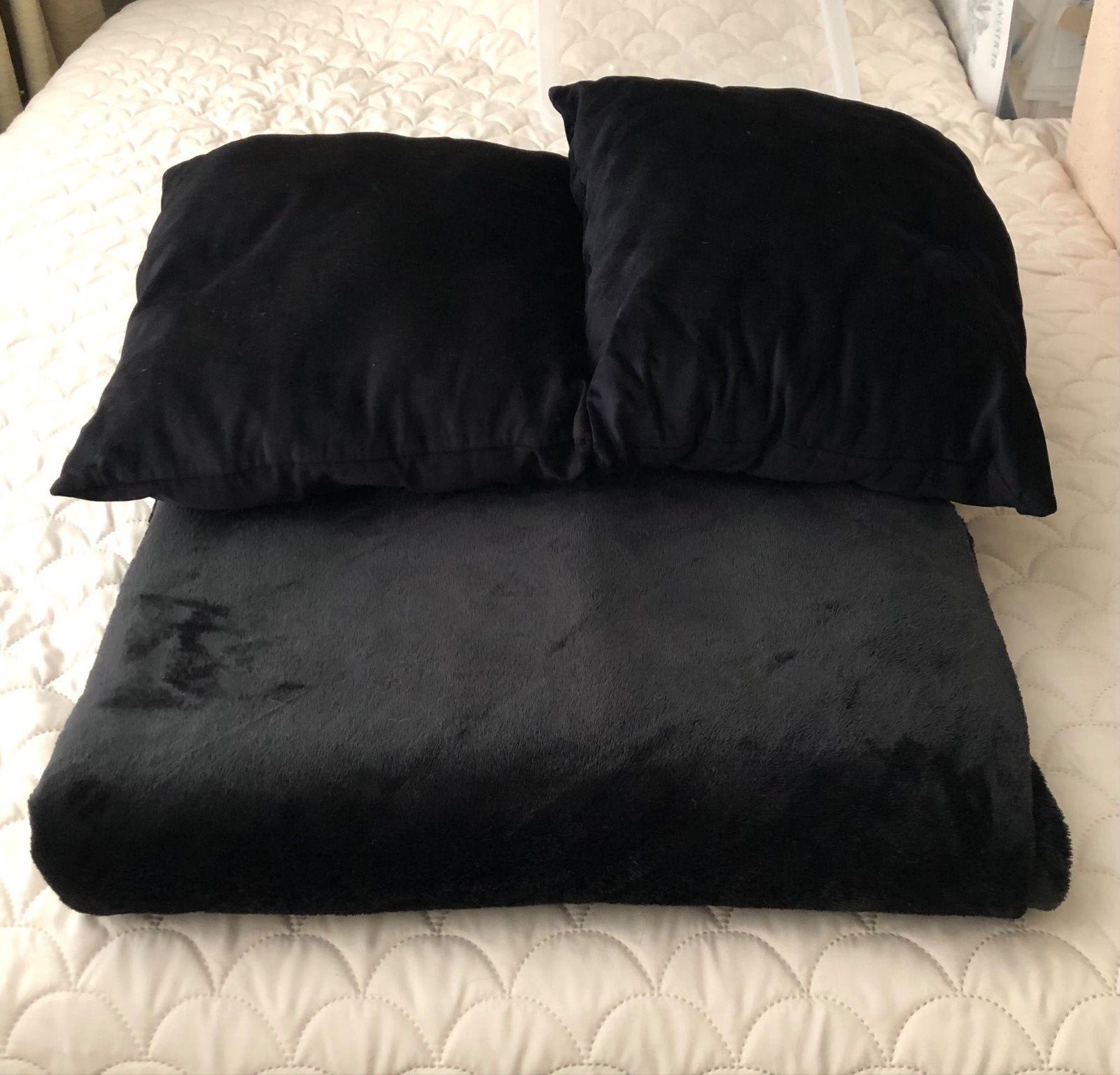 Set van 4 comfortabele kussens en een heerlijk zachte deken, Vierkant, Ophalen of Verzenden, Zo goed als nieuw