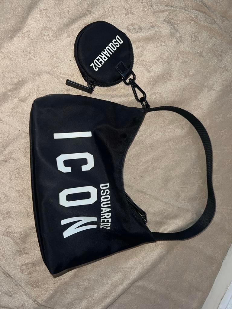 Dsquared2 Icon Schoudertasje met Muntzakje Zwart, Ophalen of Verzenden, Zo goed als nieuw, Zwart, Schoudertasje