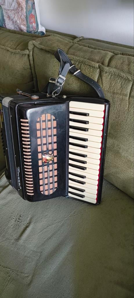 Vintage parrot Accordeon -, Muziek en Instrumenten, Accordeons, Gebruikt, Met riemen, 32-bas, Toetsaccordeon