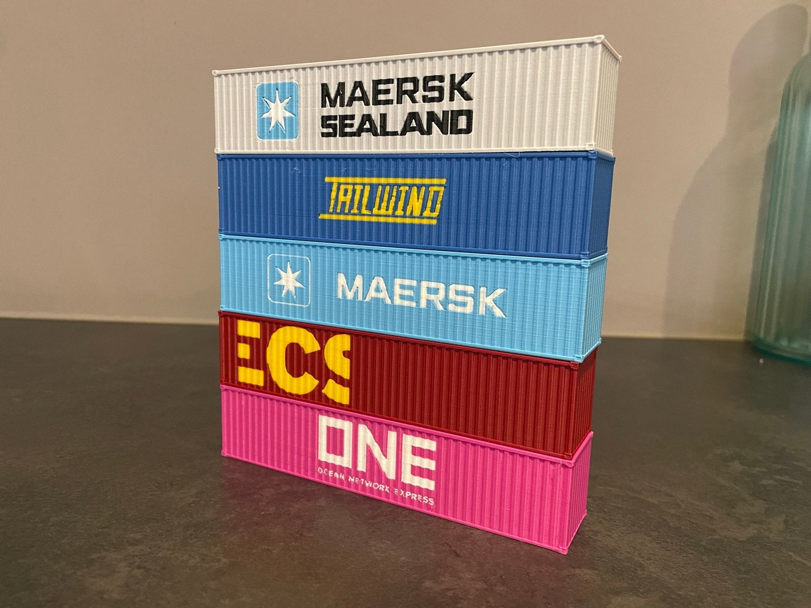 5x 40ft Containers HO Schaal 1:87 - Diverse Rederijen, Overige merken, Gelijkstroom of Wisselstroom, Overige typen, Nieuw