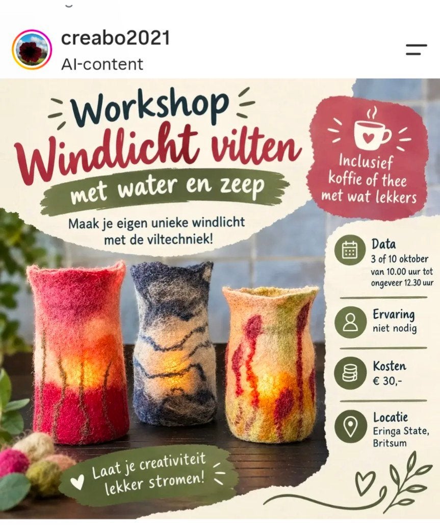 workshop windlicht vilten, Ophalen of Verzenden, Versiering
