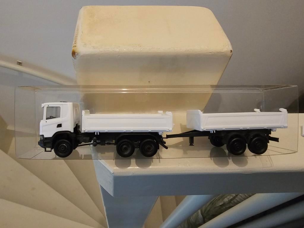 Herpa scania next gen GG XT kipper combi wit, Ophalen of Verzenden, Zo goed als nieuw, Bus of Vrachtwagen, Herpa